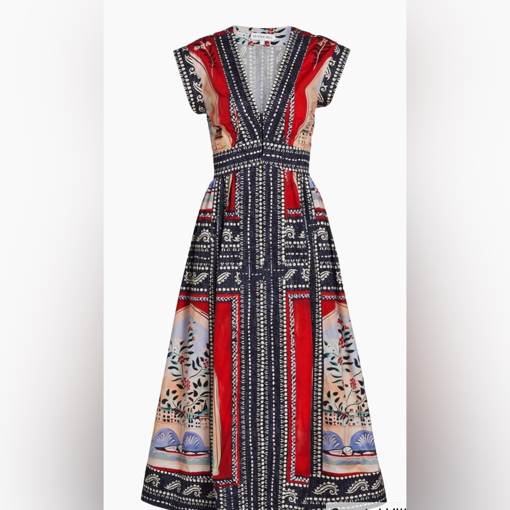 Hunter Bell April Printed Cotton Midi- Dress, Size 6